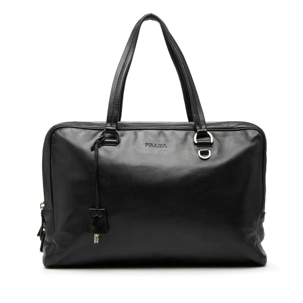 Prada Tote Tessuto Saffiano bag business black lambskin